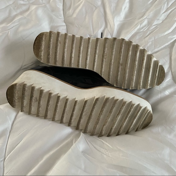 Divided Shiny Black Patent Leather PVC Platform Loafer - Picture 8 of 8